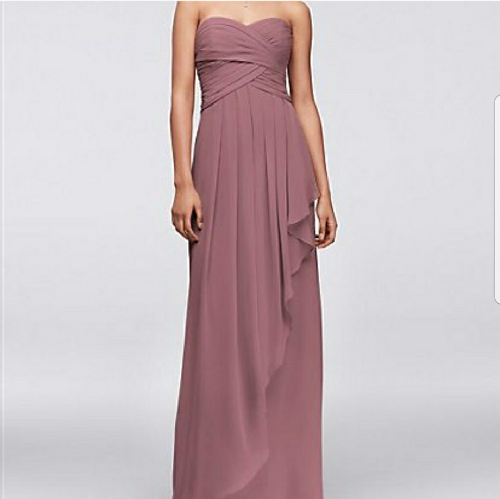 David's Bridal Quartz Strapless bridesmaid dress